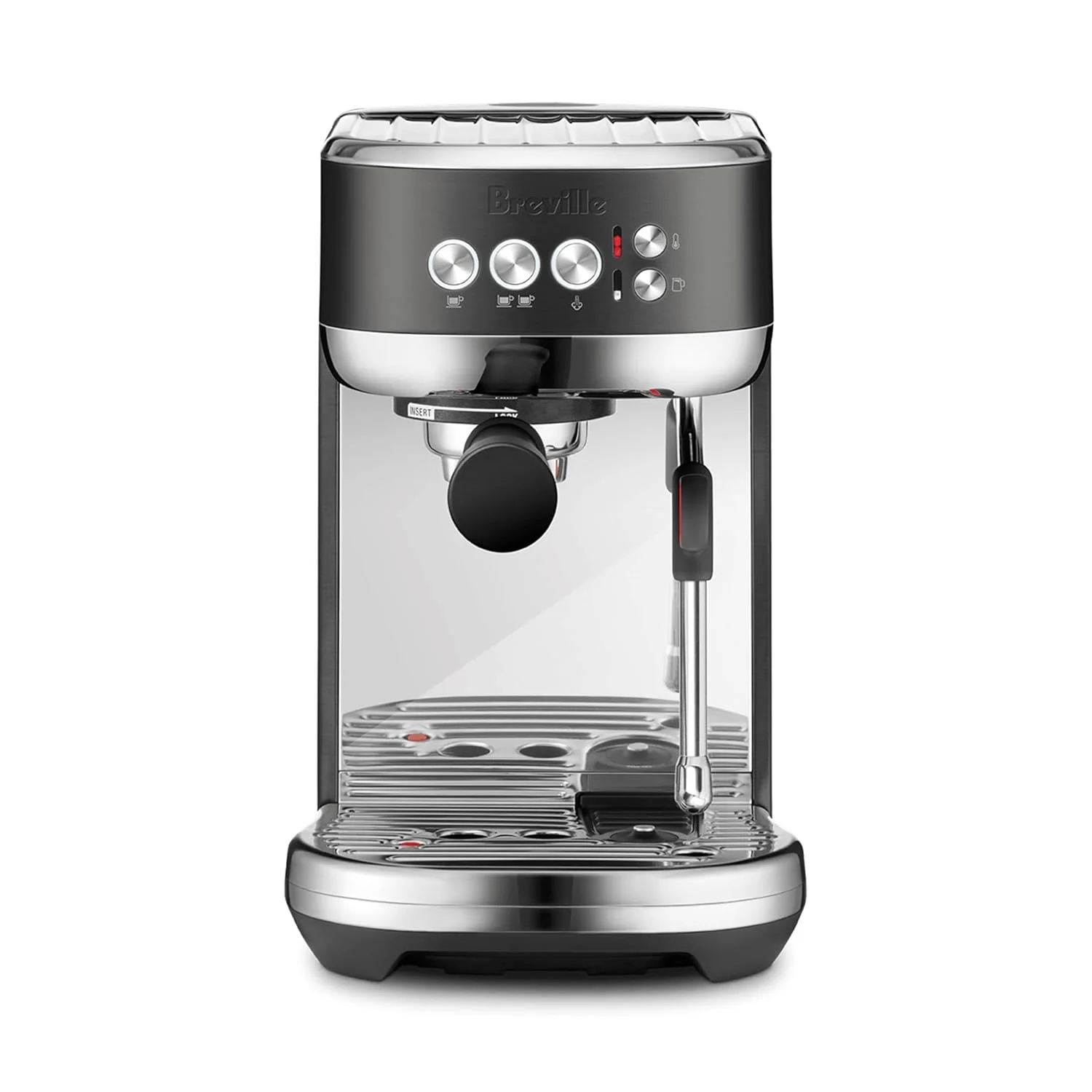 Breville Bambino Plus front profile with water reservoir and portafilter