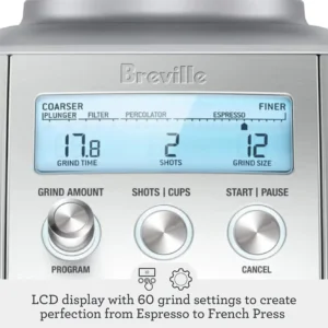 Breville BCG820BSS Smart Grinder Pro for Coffee and Espresso, Brushed Stainless Steel view 3