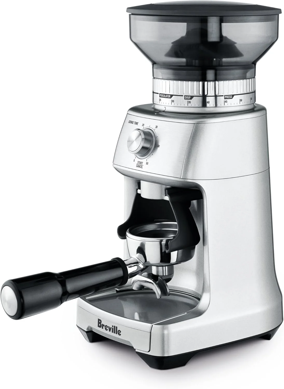 Breville Dose Control Pro stainless steel conical burrs and grind settings