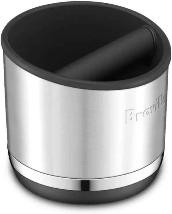 Close-up of the reinforced polymer knock bar of the Breville Knock Box 10