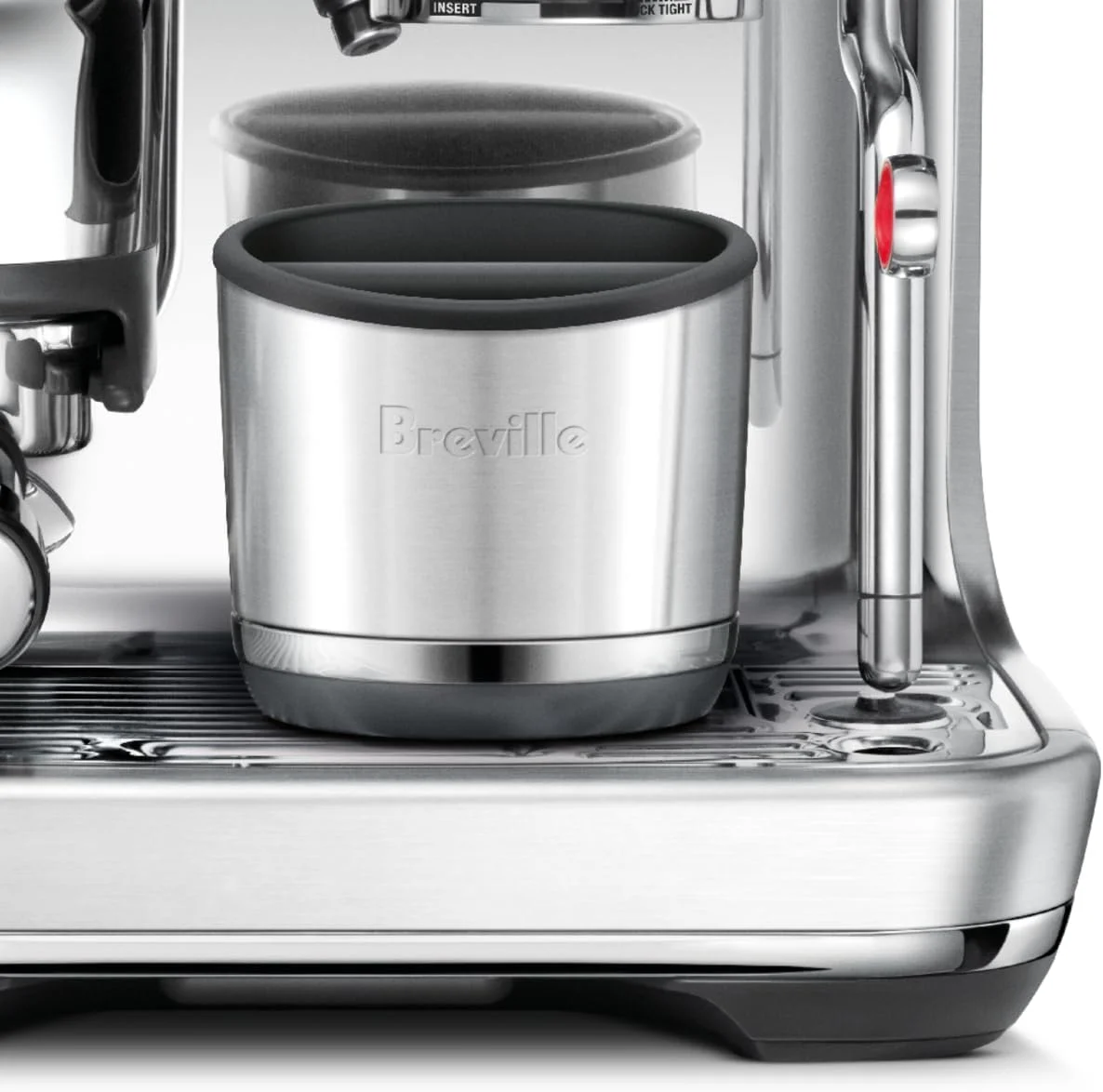 The detachable knock bar being removed for cleaning the Breville Knock Box 10