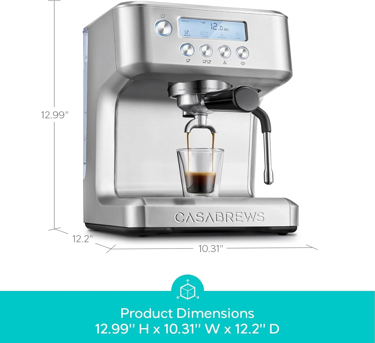 A perfectly pulled espresso shot with rich crema from the CASABREWS Ultra