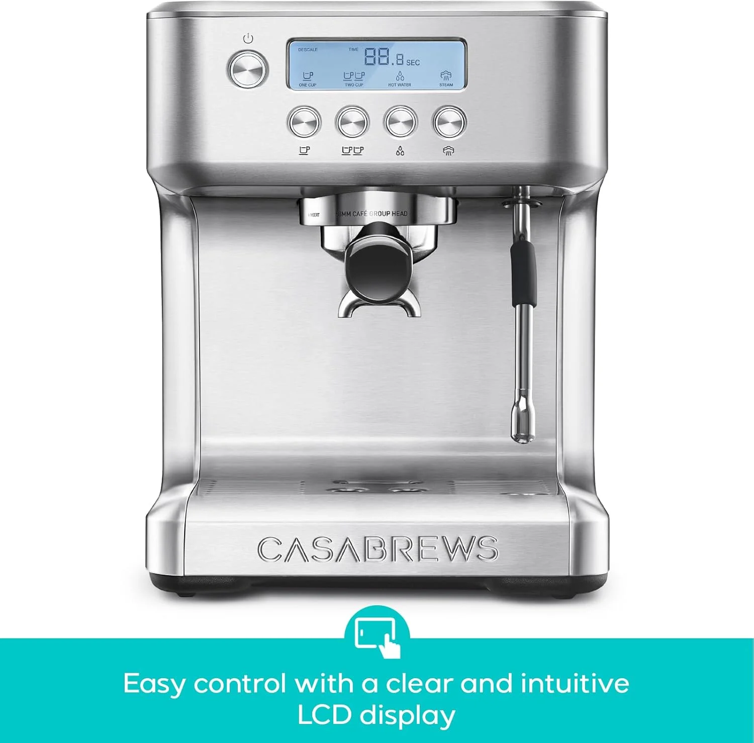 A close-up showing the temperature control options on the CASABREWS Ultra's interface