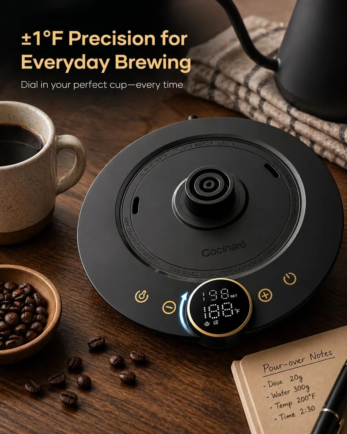 Cocinare Gooseneck Electric Kettle heating water quickly