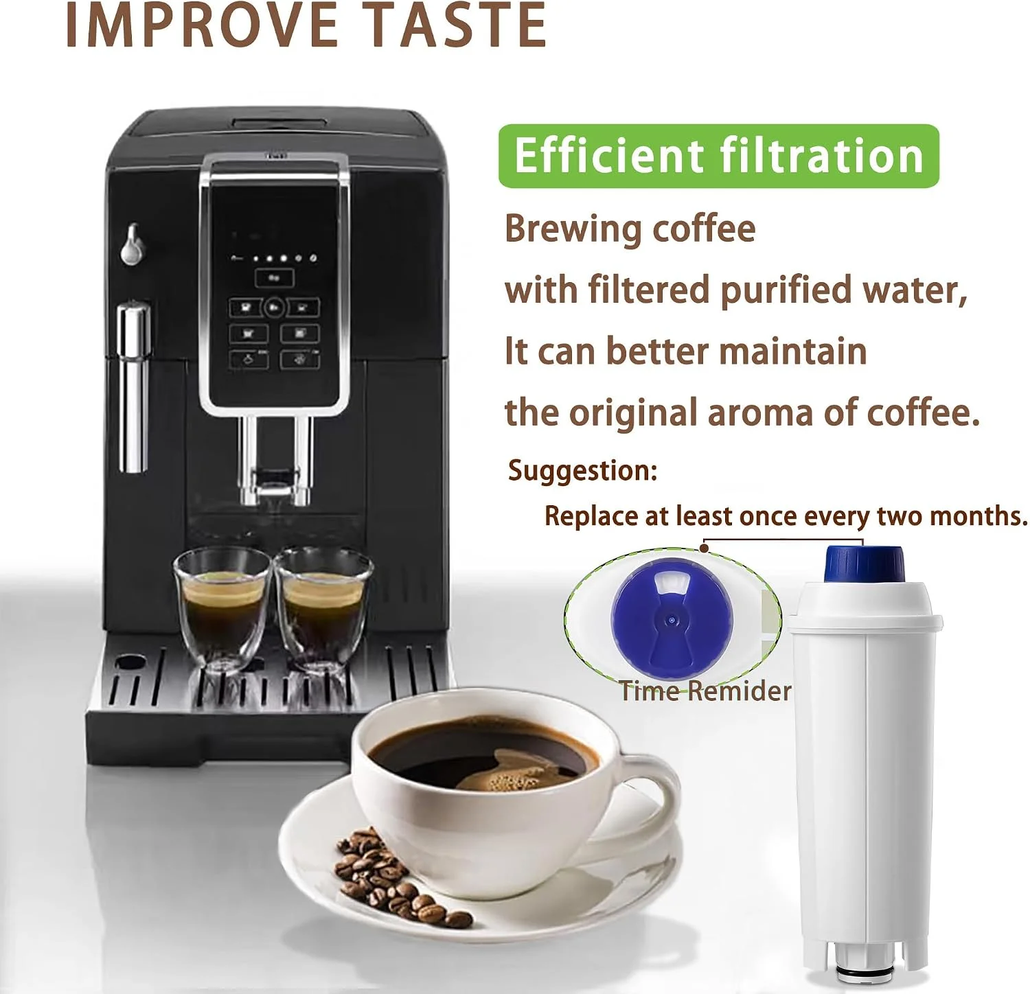 De'Longhi espresso machine water tank with DLSC002 filter installed