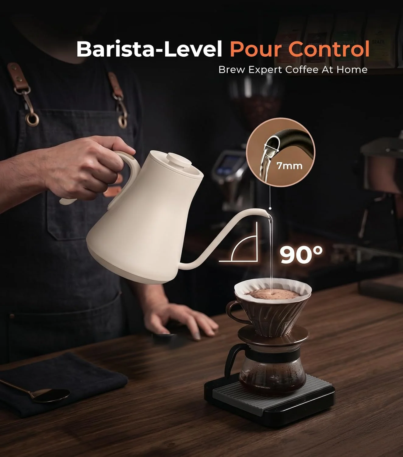 Close-up of Epeios Electric Kettle's LED display showing temperature