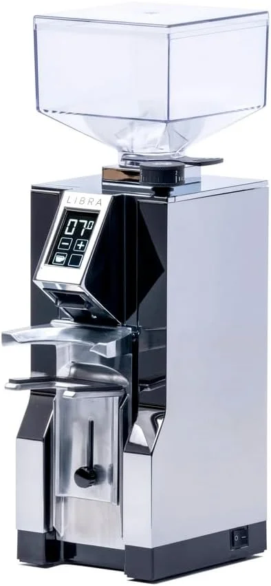 Eureka Mignon Libra in a home espresso setup, highlighting its sleek design