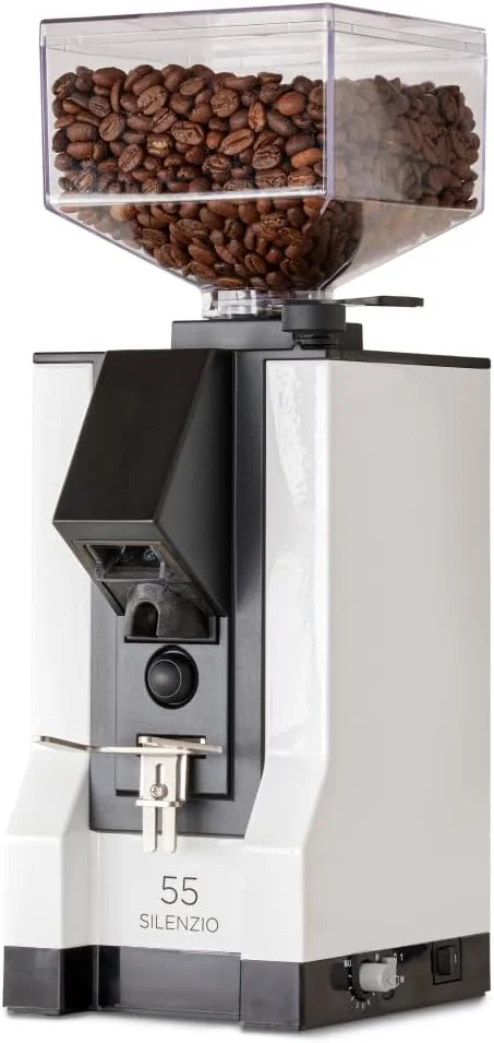 Eureka Mignon Silenzio grinder showcasing its compact design and premium finish