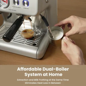 Gevi Dual Boiler Espresso Machine with Built-in Grinder, 58mm Commercial Portafilter, Barista Steam Wand, 31 Grind Settings, Stainless Steel, for Home Barista Use, Sterling Silver view 7