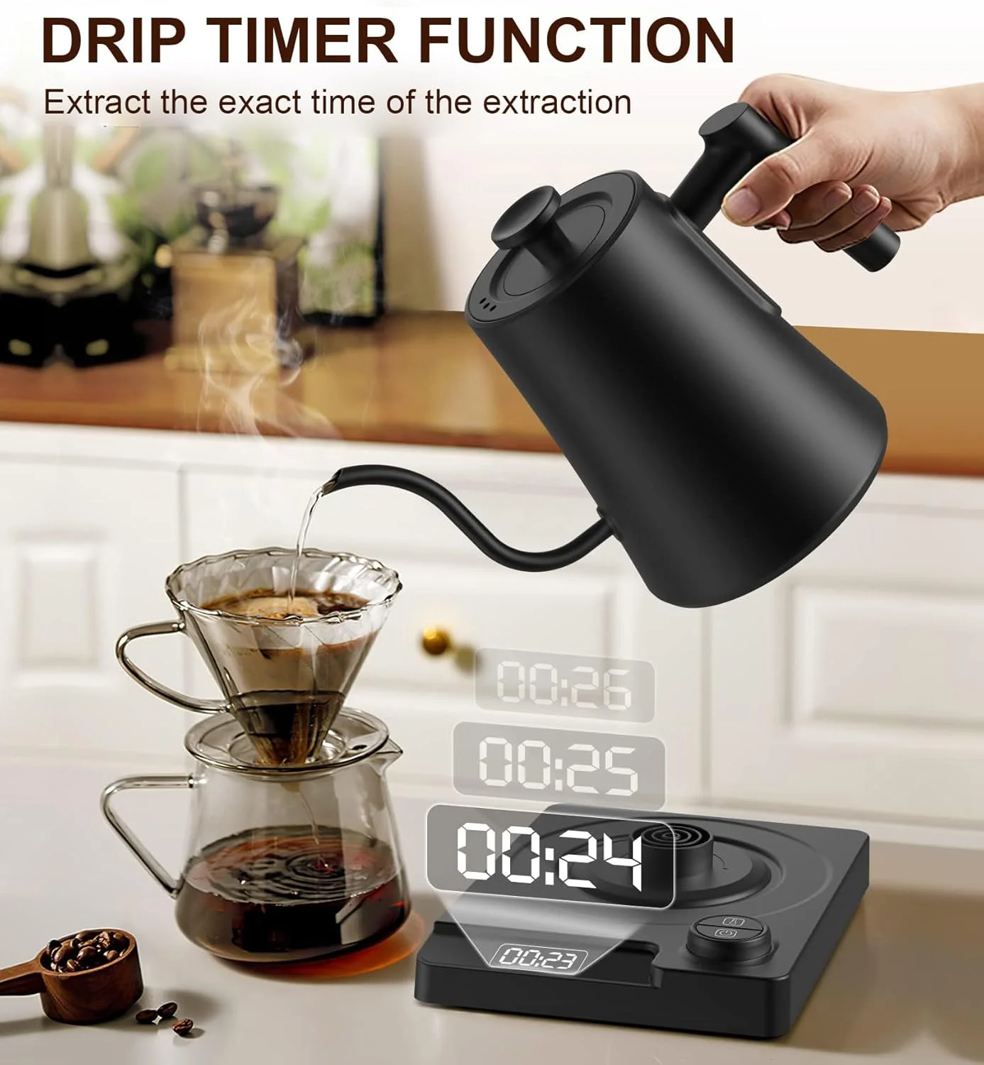 Digital display showing precise temperature control on the electric kettle