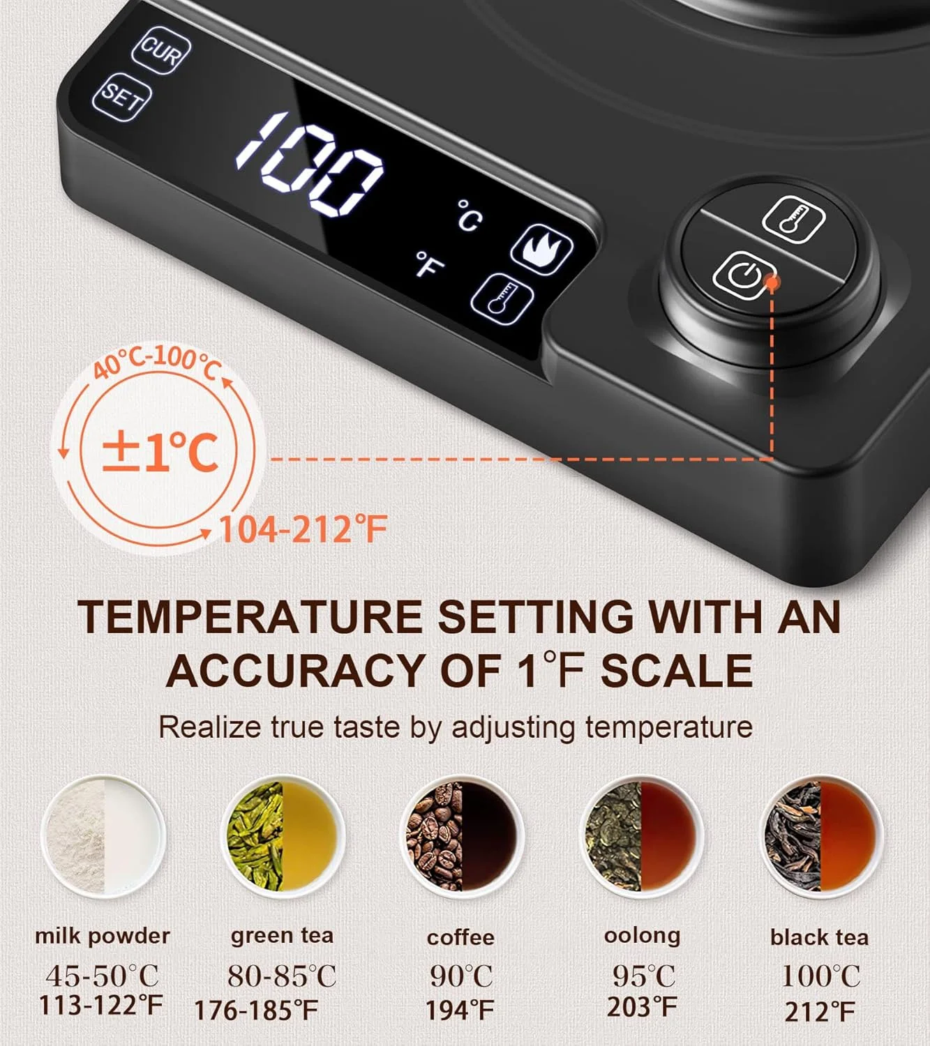 Integrated timer display on the electric kettle base
