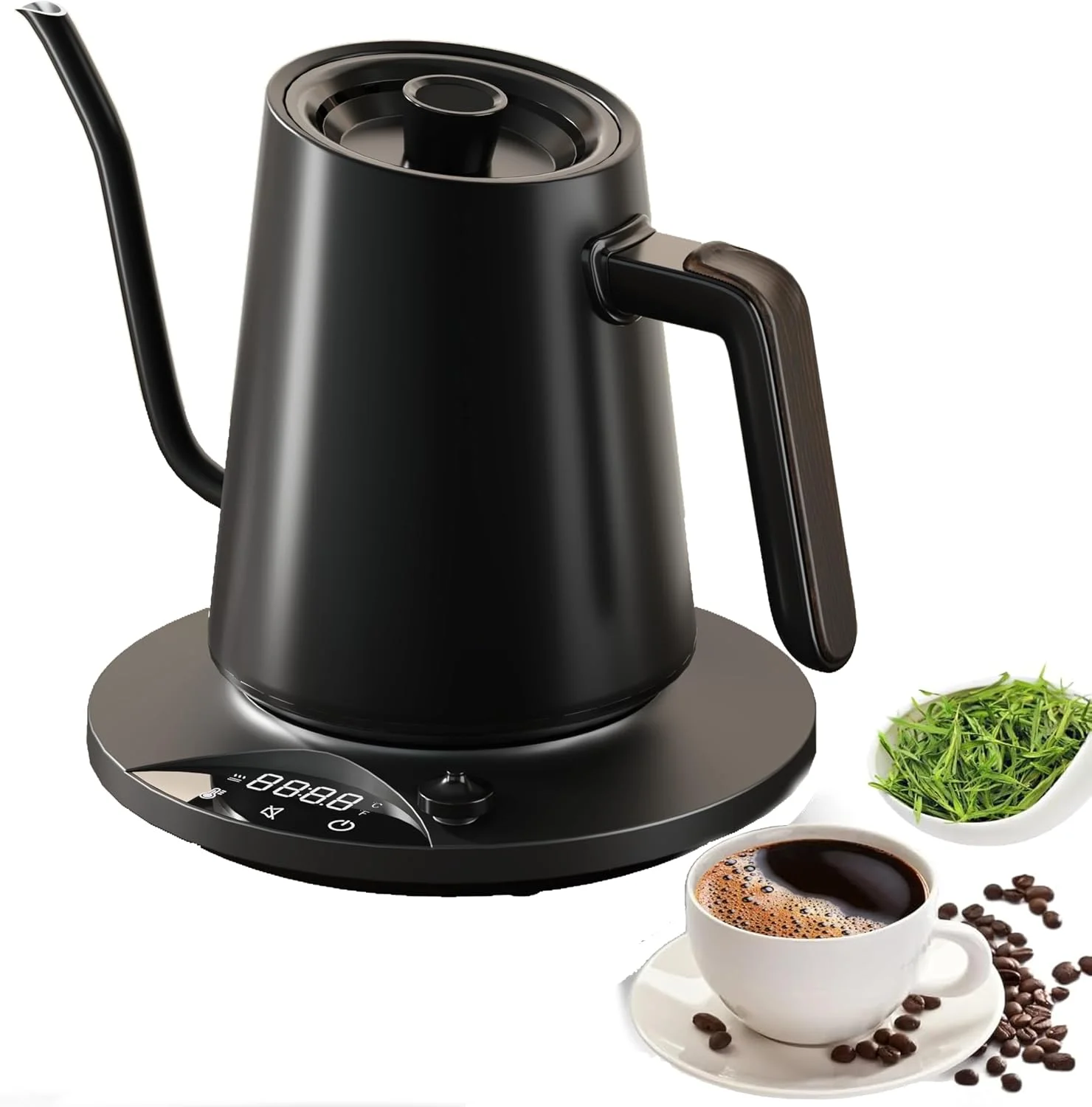 The electric kettle in a home kitchen setting, demonstrating its aesthetic appeal