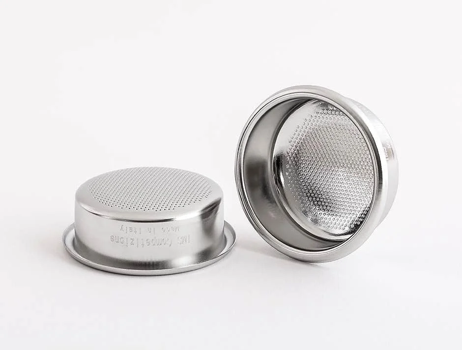 58mm E61 portafilter with IMS competition basket installed