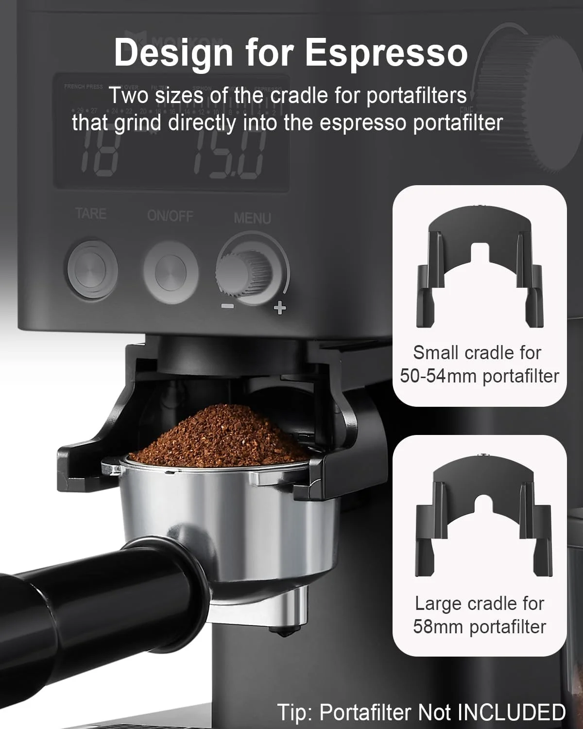 MOKKOM Electric Coffee Grinder - detailed view of grind settings