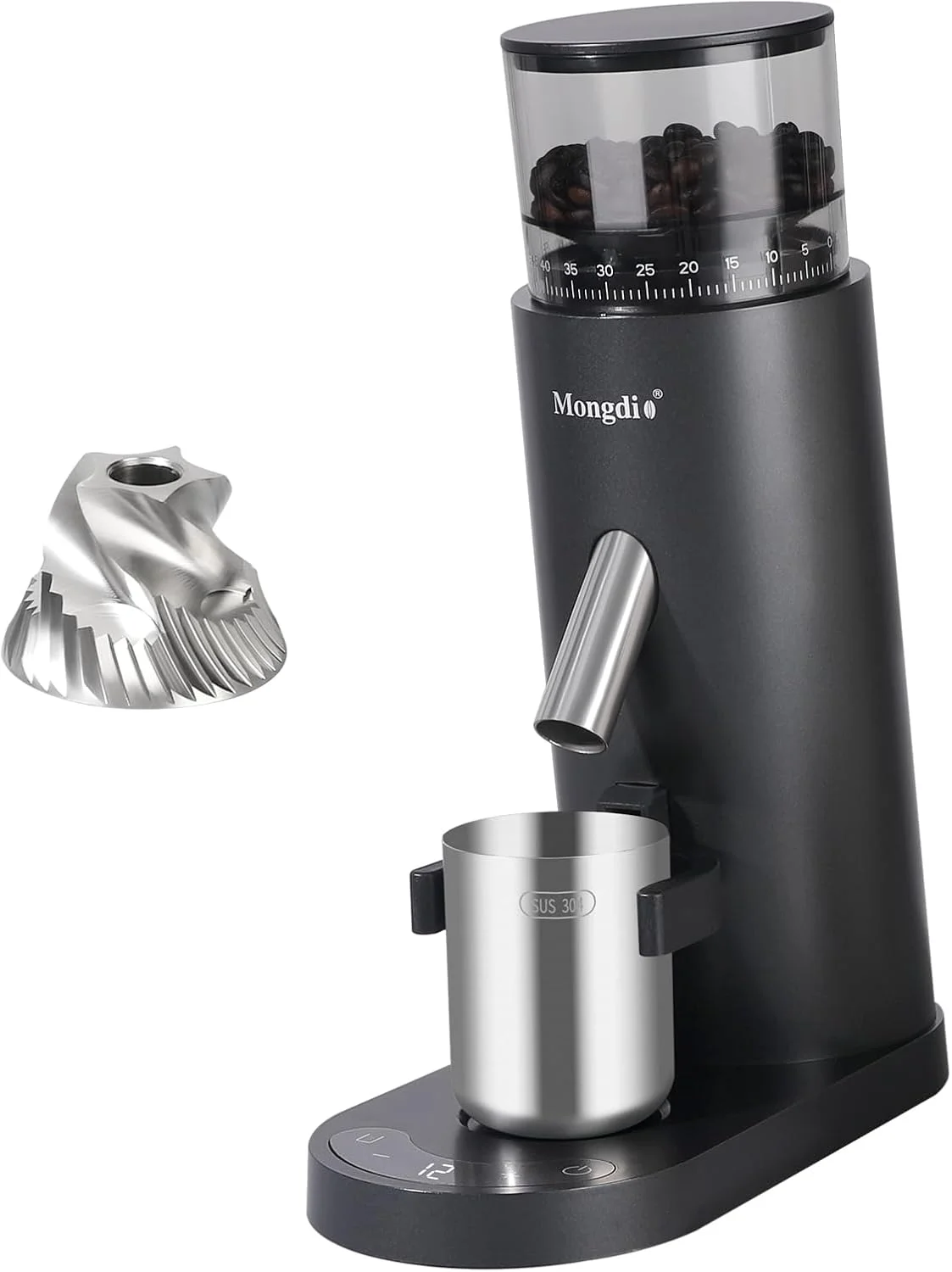 Mongdio Electric Burr Coffee Grinder with 41mm stainless steel conical burrs