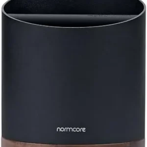 Normcore Espresso Knock Box, 1L Capacity Holds 20-25 Espresso Pucks, Stainless Steel with Walnut Non-Slip Base, Knock Bin For Home Baristas, Black