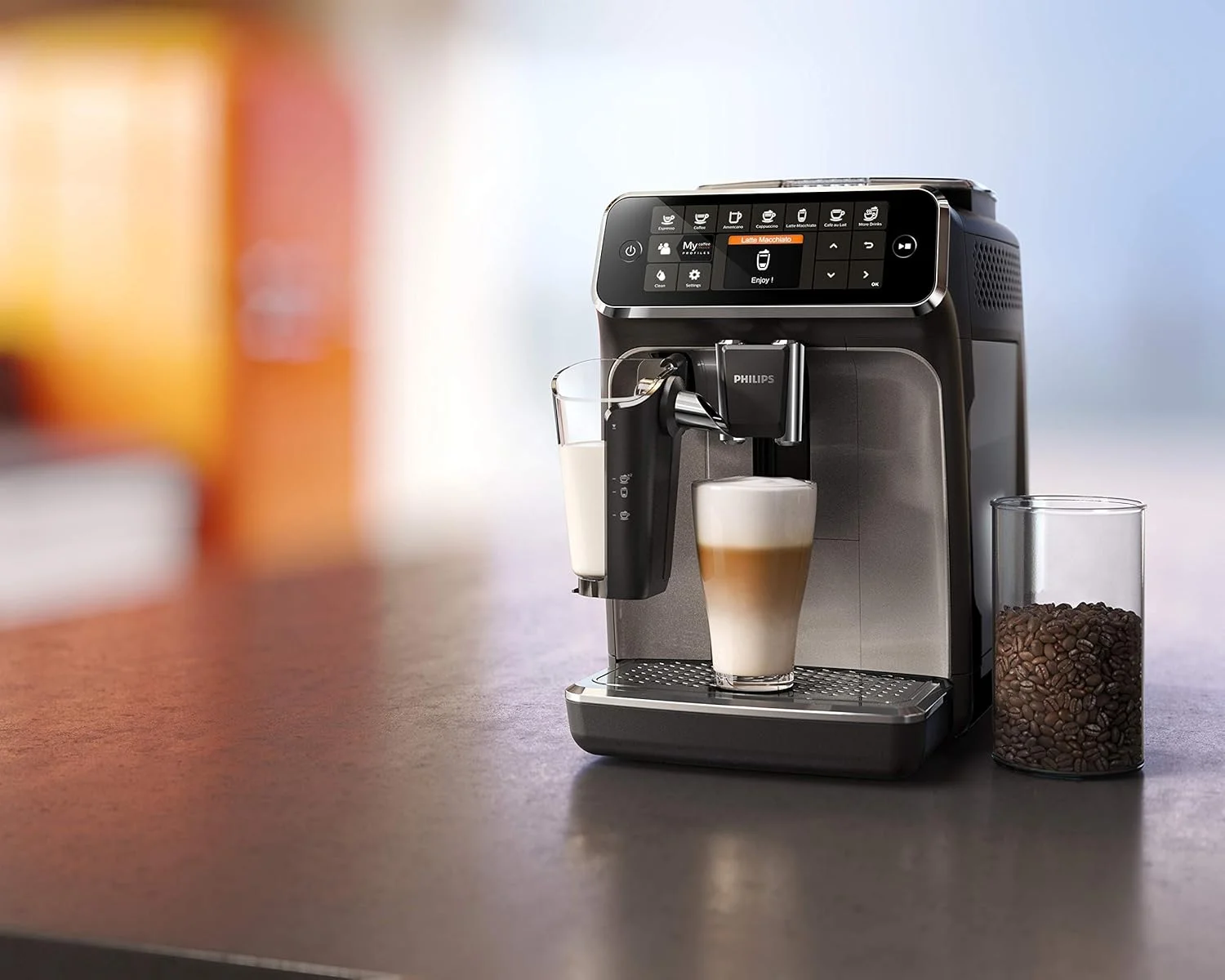 The Philips LatteGo milk carafe, demonstrating its two-part, tube-free design