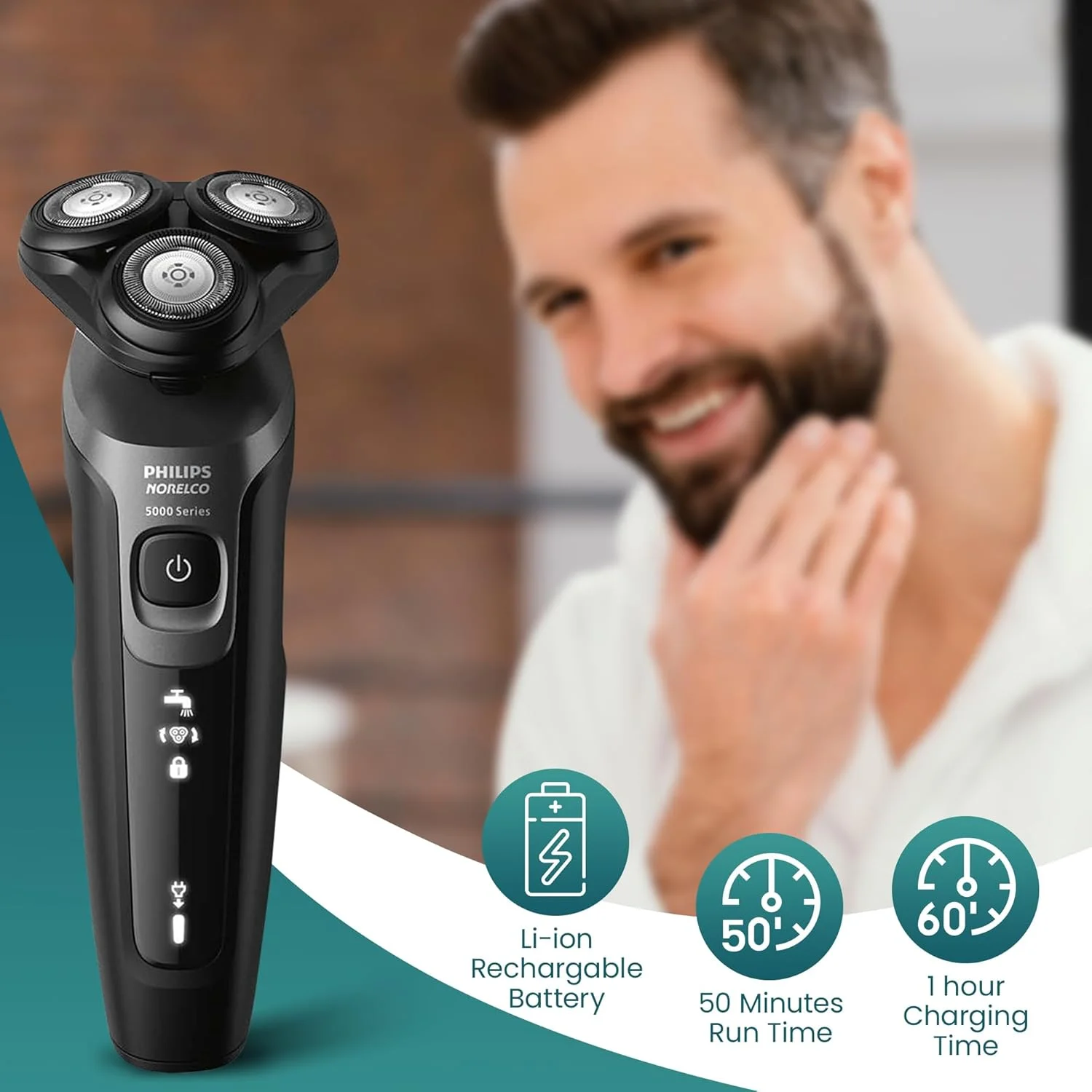 The integrated power cell and charging indicator of the Philips S5966 AquaTouch