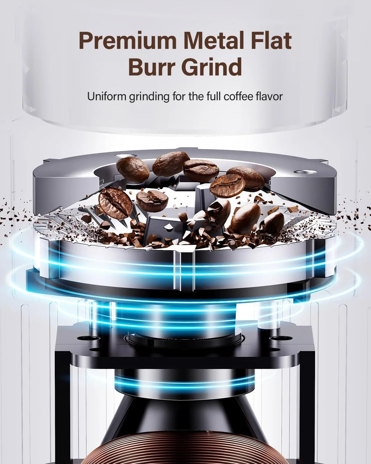 Close-up of the SHARDOR Burr Coffee Grinder 4.0's grind adjustment dial with numerous settings