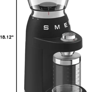 SMEG CGF11 Retro-Style Coffee Grinder – Burr Mill with 30 Grind Settings, Stainless Steel Conical Burrs, Removable Hopper – Precision Countertop Grinder for Espresso, Drip, French Press-Black view 7