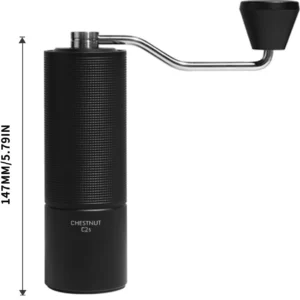 TIMEMORE Chestnut C2S Manual Coffee Grinder Stainless Steel S2C Conical Burr Coffee Grinder, Capacity 25g Hand Coffee Bean Grinder, Double Bearing Positioning, Black view 7