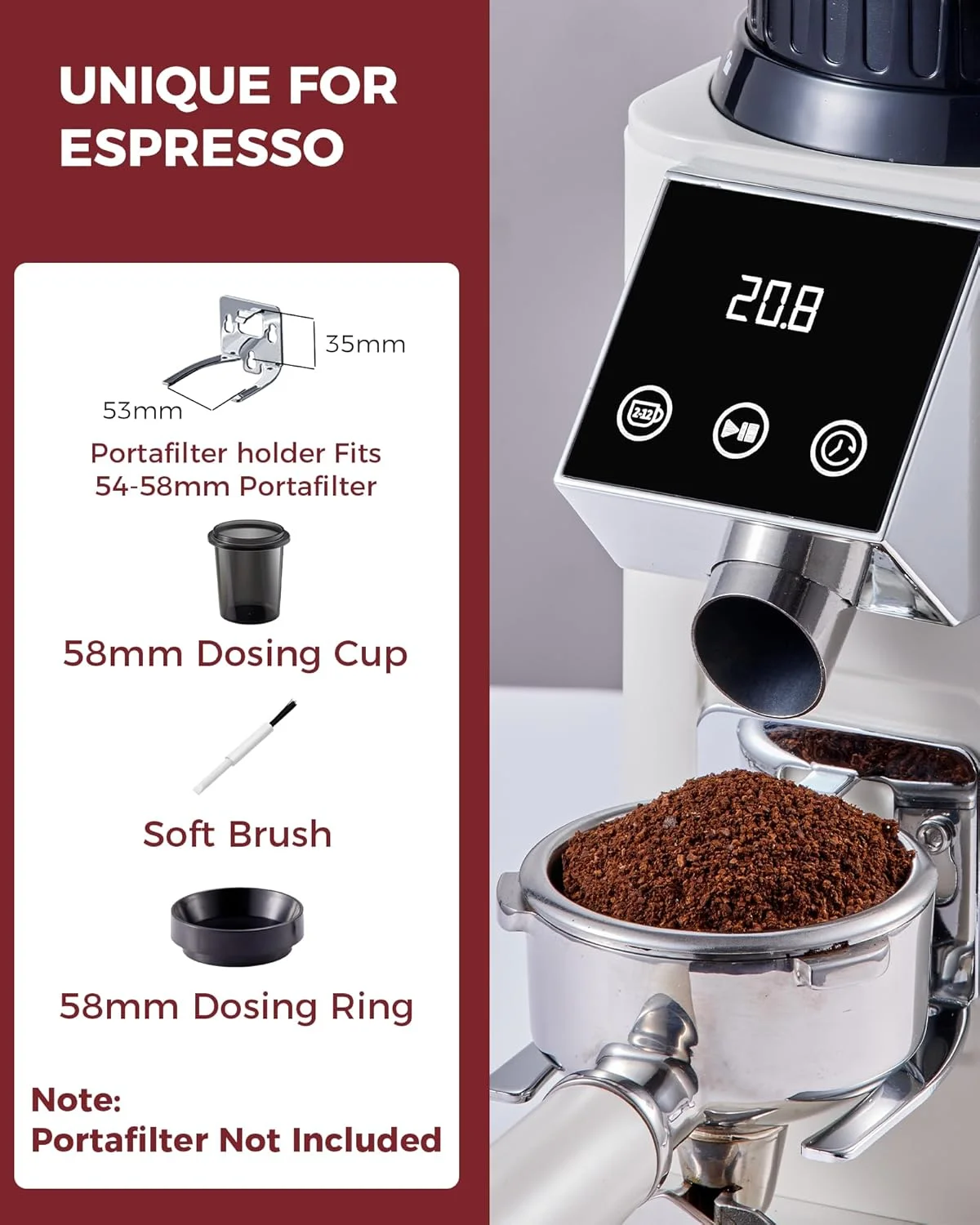 Tuni G1 grinder with bean hopper and grounds container