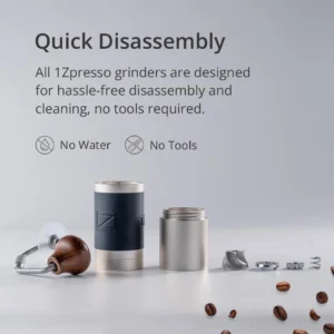 1Zpresso J Manual Coffee Grinder Silver with Assembly Stainless Steel Conical Burr - Numercial Internal Adjustable Setting for Pour Over French Press Cold Brew. view 2
