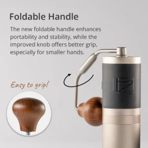 1Zpresso J Manual Coffee Grinder Silver with Assembly Stainless Steel Conical Burr - Numercial Internal Adjustable Setting for Pour Over French Press Cold Brew. view 3
