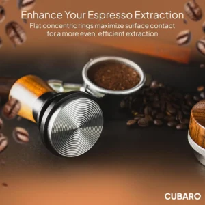 53.3mm Calibrated Espresso Tamper - 30lb Spring Loaded Auto-Leveling Coffee Tamper with Walnut Handle & Ripple Stainless Steel Base for 54mm Portafilters view 6