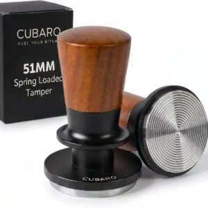 53.3mm Calibrated Espresso Tamper - 30lb Spring Loaded Auto-Leveling Coffee Tamper with Walnut Handle & Ripple Stainless Steel Base for 54mm Portafilters