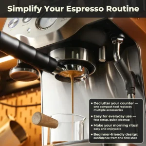 54mm Bottomless Portafilter with Integrated WDT Tool & Puck Screen - Compatible with Breville Barista Express, Pro, Touch, Bambino - Eliminate Channeling view 2