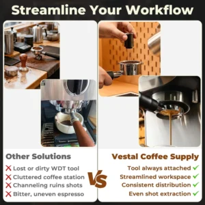 54mm Bottomless Portafilter with Integrated WDT Tool & Puck Screen - Compatible with Breville Barista Express, Pro, Touch, Bambino - Eliminate Channeling view 3