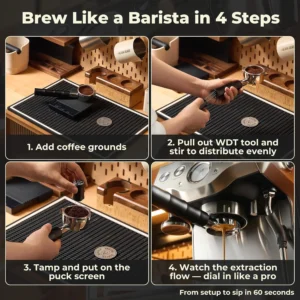 54mm Bottomless Portafilter with Integrated WDT Tool & Puck Screen - Compatible with Breville Barista Express, Pro, Touch, Bambino - Eliminate Channeling view 4