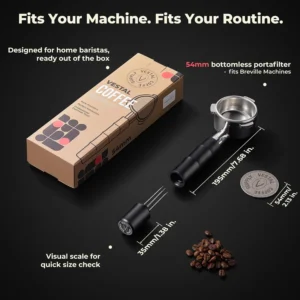 54mm Bottomless Portafilter with Integrated WDT Tool & Puck Screen - Compatible with Breville Barista Express, Pro, Touch, Bambino - Eliminate Channeling view 5