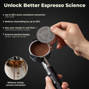 54mm Bottomless Portafilter with Integrated WDT Tool & Puck Screen - Compatible with Breville Barista Express, Pro, Touch, Bambino - Eliminate Channeling view 6