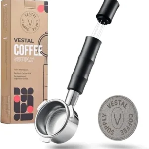 54mm Bottomless Portafilter with Integrated WDT Tool & Puck Screen - Compatible with Breville Barista Express, Pro, Touch, Bambino - Eliminate Channeling