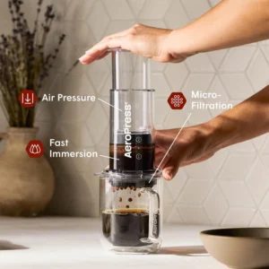 AeroPress Clear Coffee Press - All-in-One French Press, Pour-Over & Espresso Style Manual Brewer, 2 Min Brew for Less Bitterness, More Flavor, Small Portable Coffee Maker, Travel & Camping view 2