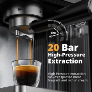 AIRMSEN 20 Bar Espresso Machine with Automatic Milk Frother, Cappuccino & Latte Coffee Maker with Quick Brew Dual Boiler (1350W + 1000W), Stainless Steel, 60oz Water Tank, Touchscreen view 5