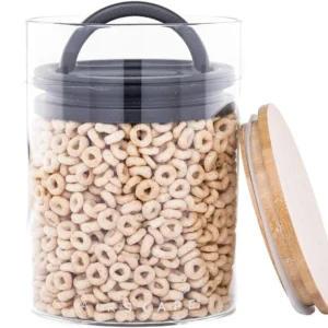 AirScape Glass Food Storage Canister - Glass Storage With US Patented Airless Inner Lid & Bamboo Top Lid - Preserves Food Freshness (Medium 7-Inch) view 5