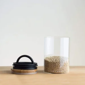 AirScape Glass Food Storage Canister - Glass Storage With US Patented Airless Inner Lid & Bamboo Top Lid - Preserves Food Freshness (Medium 7-Inch) view 6