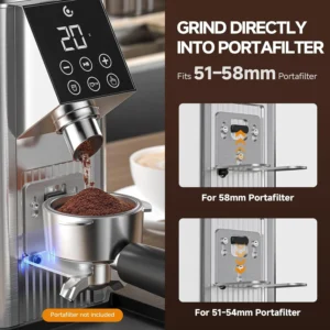 AMZCHEF Conical Burr Coffee Grinder, Espresso Grinder with 45 Grind Settings, Anti-Static Electric Coffee Bean Mill with Touchscreen Timer, 40mm Stainless Steel Burr view 3