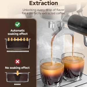 AMZCHEF Espresso Machine With Grinder, 190℉-201℉ Temp Control Coffee machine with 44 Grind Setting, Milk Frother, Touch Screen, Cold Brew, Sliver view 3