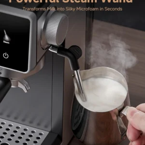 AMZCHEF Espresso Machine with Grinder, 3 Temp 197-205℉ Professional Espresso Machine, 3-10s Pre-Infusion, 20 Grind Settings, Latte Cappuccino Maker Home Barista, Black view 5