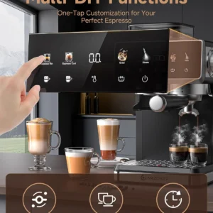 AMZCHEF Espresso Machine with Grinder, 3 Temp 197-205℉ Professional Espresso Machine, 3-10s Pre-Infusion, 20 Grind Settings, Latte Cappuccino Maker Home Barista, Black view 6