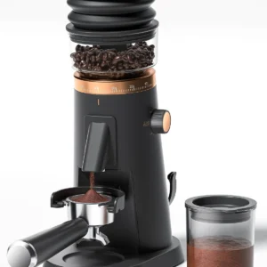 AMZCHEF Single Dose Coffee Grinder with 75 Settings & 40mm Burrs | Anti-Static Espresso Grinder for Home Use | Low Retention Magnetic Outlet | Quiet DC Motor | Vacuum Dosing Cup | LED Light view 1