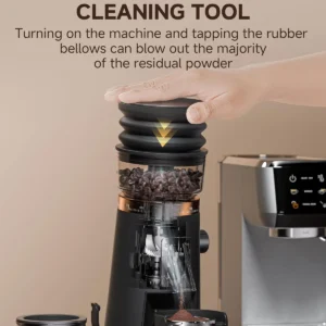 AMZCHEF Single Dose Coffee Grinder with 75 Settings & 40mm Burrs | Anti-Static Espresso Grinder for Home Use | Low Retention Magnetic Outlet | Quiet DC Motor | Vacuum Dosing Cup | LED Light view 5