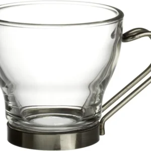 Bormioli Rocco Verdi Espresso Cup With Stainless Steel Handle, Set of 4, Gift Boxed, 3.5 ounces view 2