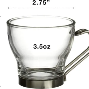 Bormioli Rocco Verdi Espresso Cup With Stainless Steel Handle, Set of 4, Gift Boxed, 3.5 ounces view 3