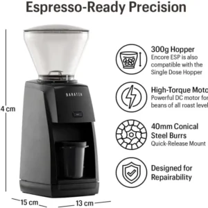 Breville Bambino Plus Espresso Machine Bundle w/ Baratza Encore ESP Espresso Grinder | Black | BEP501BTR1BNA1 view 5