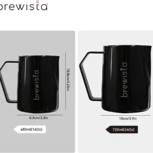 Brewista Precision Milk Frothing Pitcher, Steaming Jug, Coffee, Espresso Machine Accessories for Barista, Latte Art, Cappuccino, Stainless Steel Cup, 24 oz/720 ml, Matte Black view 2